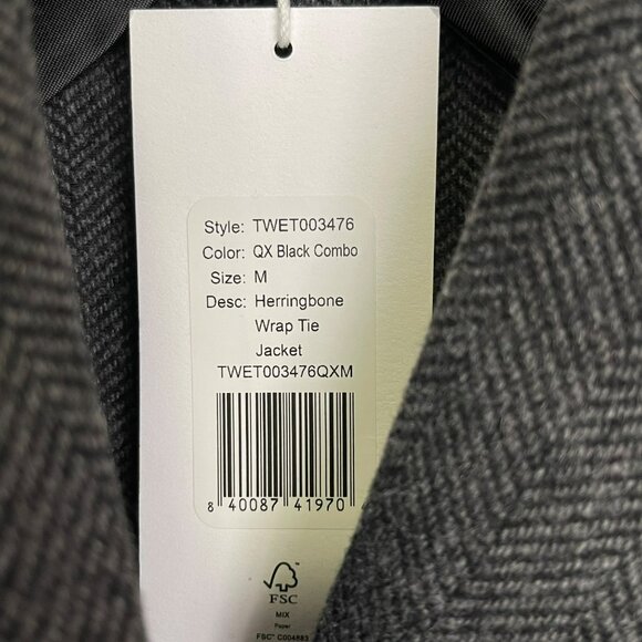 Thakoon Herringbone Side Tie Tie Gray Long Blazer Jacket NWT Medium - Picture 6 of 7